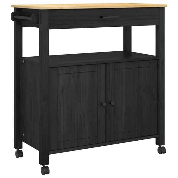 vidaXL Kuchynský vozík Jednofarebný Čierna 88,5 x 40 x 48 cm