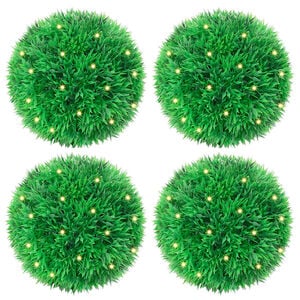 vidaXL Umel&eacute; buxusov&eacute; gule s LED svetlami, 4 ks, zelen&aacute;, 12 cm