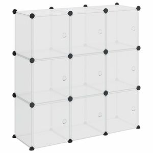 vidaXL &Uacute;ložn&yacute; organiz&eacute;r v tvare kocky s 9 kockami a dvierkami, priehľadn&yacute; PP