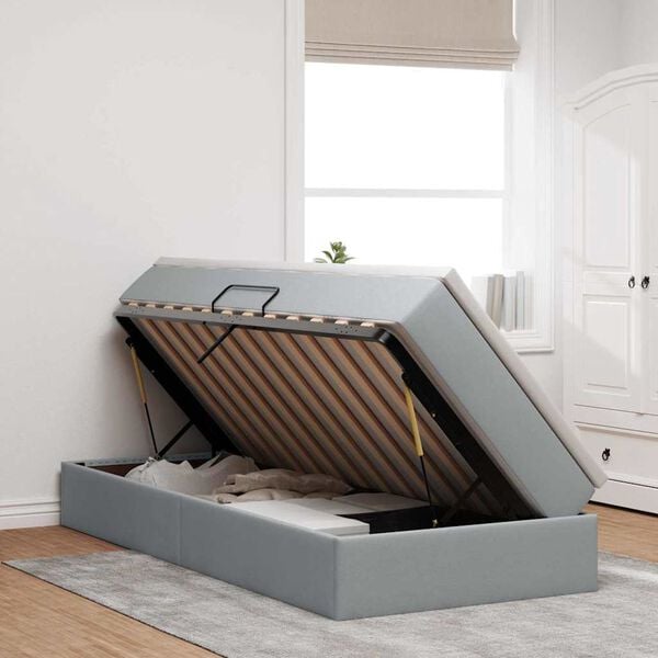 vidaXL Postel s &uacute;ložn&yacute;m prostorem a matrac&iacute; Svetlosiv&aacute; 100 x 200 cm