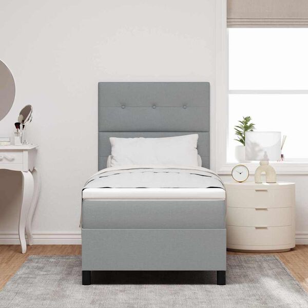 vidaXL Posteľ s pružinov&yacute;m r&aacute;mom Svetlosiv&aacute; 90 x 190 cm l&aacute;tka