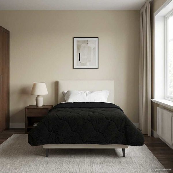 vidaXL Letn&aacute; prikr&yacute;vka Čierna 140 x 200 cm Mikrof&aacute;za a Teddy fleece