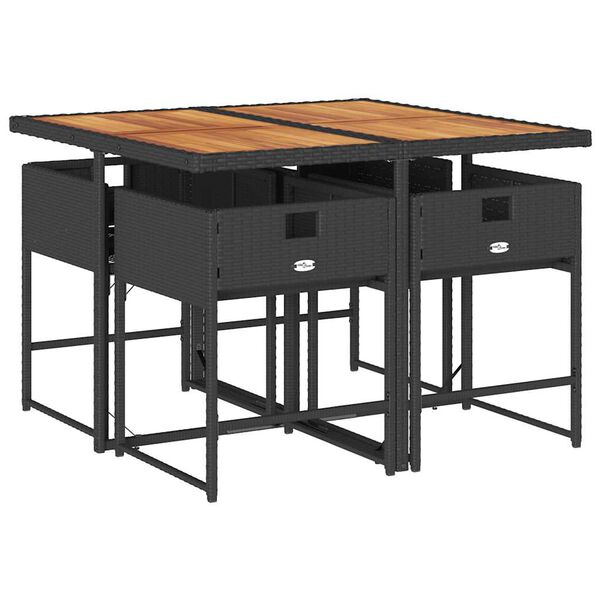 vidaXL 5-dielna z&aacute;hradn&aacute; jed&aacute;lensk&aacute; s&uacute;prava a vank&uacute;&scaron;e čierna polyratan