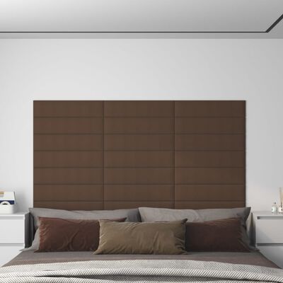 vidaXL Nástenné panely 12 ks hnedé 60x15 cm látkové 1,08 m²
