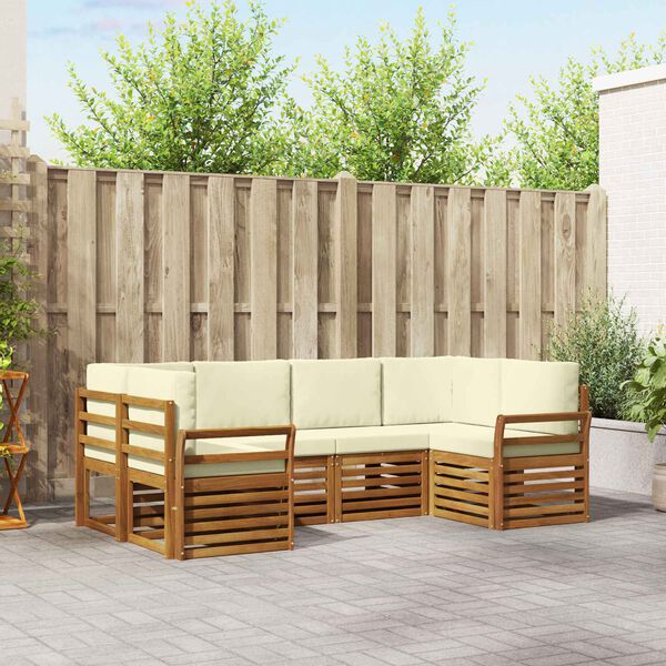 vidaXL S&uacute;pravy pohoviek 6 pcs Pr&iacute;rodn&aacute; a kr&eacute;mov&aacute; Pevn&eacute; ak&aacute;ciov&eacute; drevo