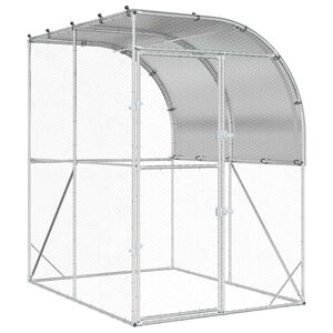 vidaXL Kurn&iacute;k pre kurčat&aacute; Strieborn&aacute; 200 x 200 x 215 cm