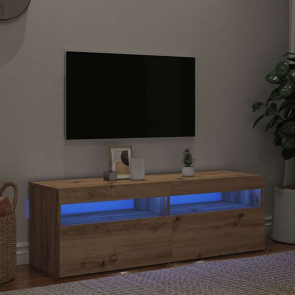 vidaXL TV skrinka s LED dub artisan 140x36,5x40 cm kompozitné drevo