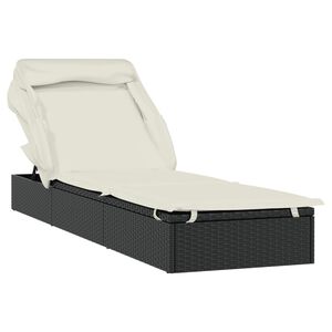 vidaXL Leh&aacute;tko so skladacou strechou čierne 213x63x97cm polyratan