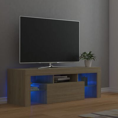 vidaXL TV skrinka s LED svetlami dub sonoma 120x35x40 cm