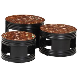 vidaXL Barov&eacute; stoly tvar bubna 3 ks mas&iacute;vne recyklovan&eacute; drevo
