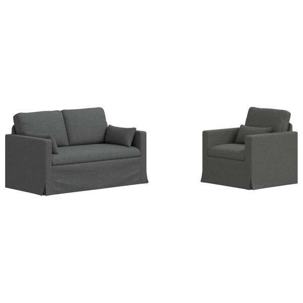 vidaXL Pohovka 2 pcs Tmavo &scaron;ed&aacute; 139 x 78 x 80 cm l&aacute;tka
