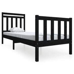vidaXL Posteľn&yacute; r&aacute;m čierny 75x190 cm mal&eacute; jednol&ocirc;žko mas&iacute;vne drevo