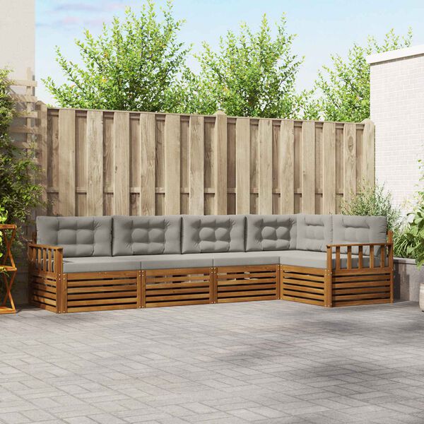 vidaXL Z&aacute;hradn&aacute; s&uacute;prava gaučov s vank&uacute;&scaron;om 5 pcs Pr&iacute;rodn&aacute; a svetlosiv&aacute;