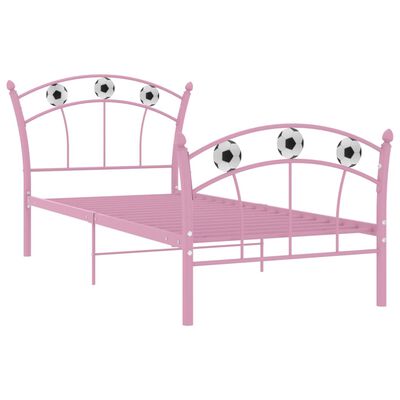 vidaXL Rám postele s futbalovým dizajnom ružový kov 90x200 cm