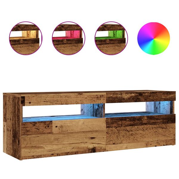 vidaXL TV skrinka s LED staré drevo 120x35x40 cm kompozitné drevo