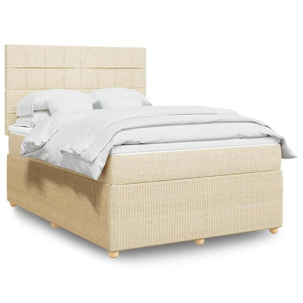 vidaXL Posteľn&yacute; r&aacute;m boxspring s matracom kr&eacute;mov&yacute; 160x200 cm l&aacute;tka