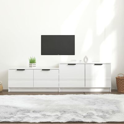 vidaXL TV stolík lesklý biely 158,5x36x45 cm spracované drevo