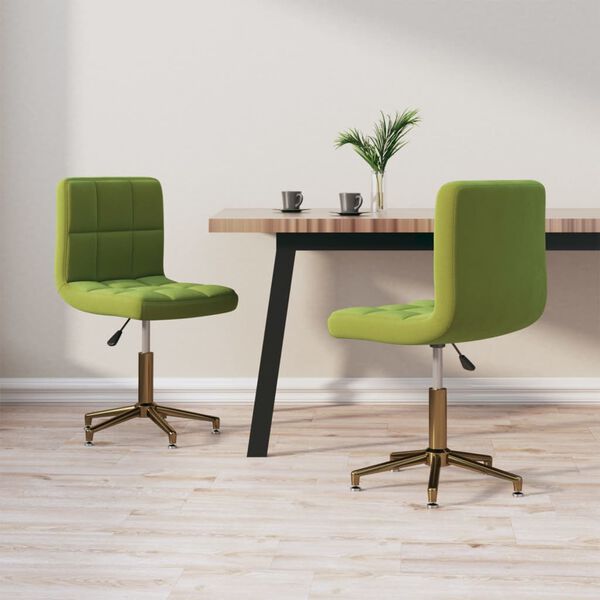 vidaXL Otočn&eacute; jed&aacute;lensk&eacute; stoličky 2 ks bledozelen&eacute; zamatov&eacute;