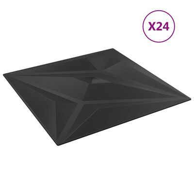 vidaXL Nástenné panely 24 ks, čierne 50x50 cm, XPS 6 m² hviezda