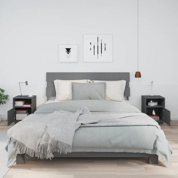 vidaXL Nočn&eacute; stol&iacute;ky 2 ks siv&eacute; 40x34x55 cm borovicov&yacute; mas&iacute;v