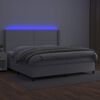 vidaXL Boxspring posteľ s matracom a LED biela 200x200 cm umelá koža
