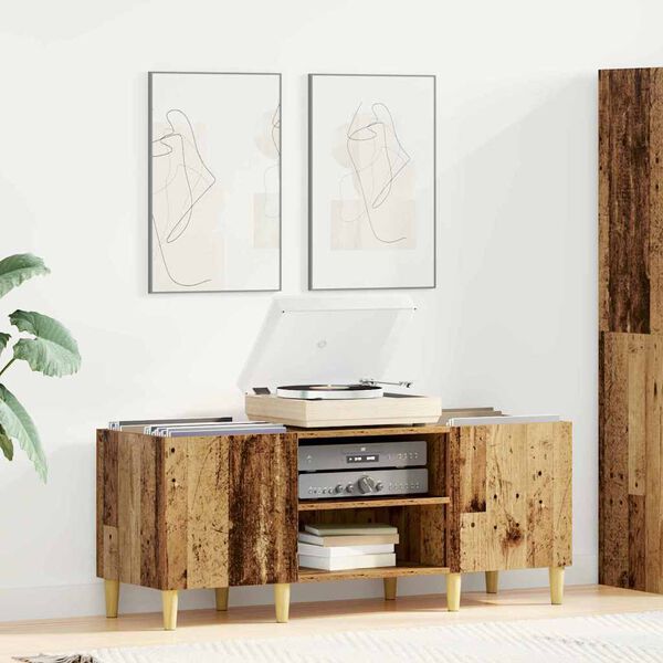 vidaXL Skrinka na gramof&oacute;nov&eacute; platne Star&eacute; drevo 121 x 38 x 48 cm