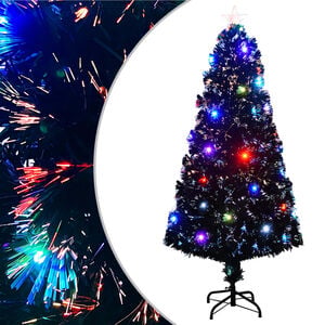 vidaXL Osvetlen&yacute; vianočn&yacute; stromček so stojanom a LED 150 cm, optick&eacute; vl&aacute;kno