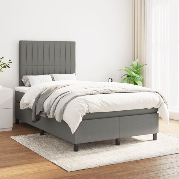 vidaXL Boxspring posteľ s matracom, tmavosiv&aacute; 120x190 cm, l&aacute;tka