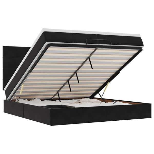 vidaXL Osmansk&yacute; r&aacute;m postele s matracmi čierna 200x200 cm zamat