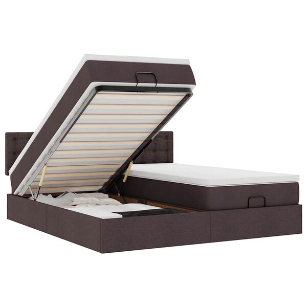 vidaXL Osmanský rám postele s matracmi tmavohnedá 200x200 cm látka