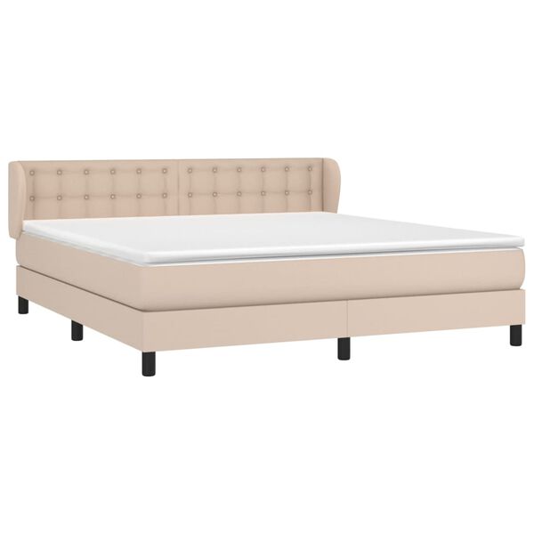 vidaXL Boxspring posteľ s matracom kapučínová 180x200 cm umelá koža