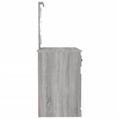 vidaXL Toaletný stolík LED sivý sonoma 90x50x132,5 cm kompozitné drevo