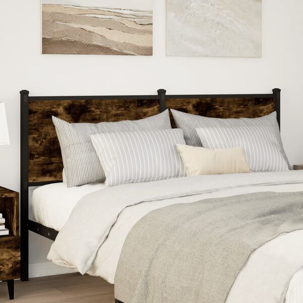 vidaXL Čelo postele, tmav&yacute; dub 150 cm, kompozitn&eacute; drevo a oceľ