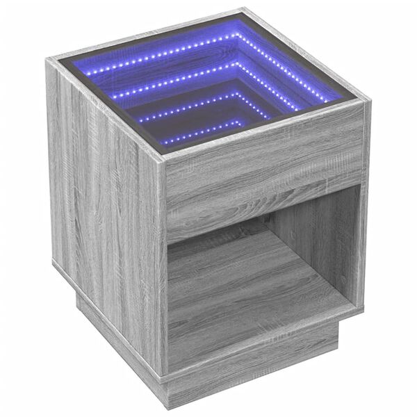 vidaXL Konferenčn&yacute; stol&iacute;k s nekonečn&yacute;mi LED siv&yacute; sonoma 40x40x50 cm