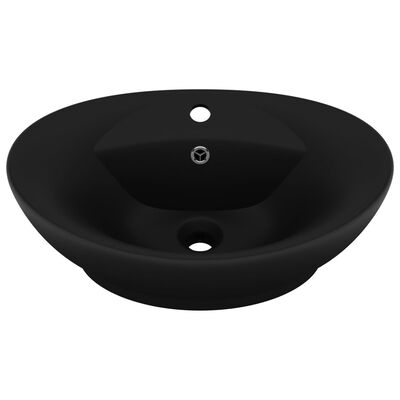 vidaXL Luxusné umývadlo, prepad, matné čierne 58,5x39 cm, keramika