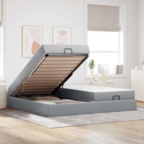 vidaXL R&aacute;m postele s matracom s matracmi 2 pcs Svetlosiv&aacute; l&aacute;tka