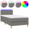 vidaXL Posteľ boxsping s matracom a LED tmavosiv&aacute; 100x200 cm l&aacute;tka