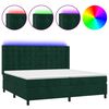 vidaXL Posteľn&yacute; r&aacute;m boxsping matrac a LED tmavozelen&yacute; 200x200 cm zamat
