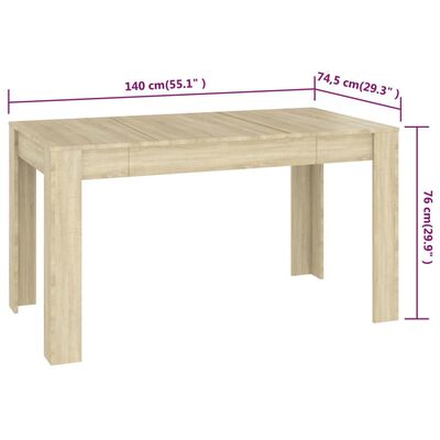 vidaXL Jedálenský stôl dub sonoma 140x74,5x76 cm drevotrieska