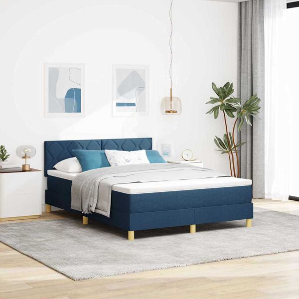 vidaXL Posteľ boxspring s matracom s matracmi Modrá 140 x 190 cm látka