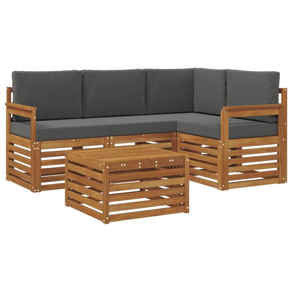 vidaXL Sady n&aacute;bytku 5 pcs Pr&iacute;rodn&aacute; a antracitov&aacute; Kompozitn&eacute; drevo