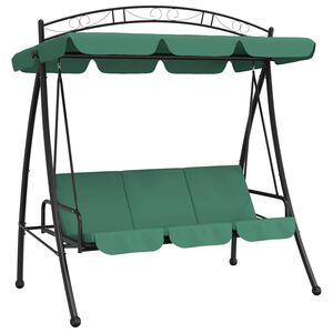 vidaXL Z&aacute;hradn&aacute; hojdačka so strie&scaron;kou zelen&aacute; 198 cm l&aacute;tka a oceľ