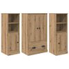vidaXL Highboard 3 ks Remeseln&yacute; dub 132 x 35,5 x 103,5 cm