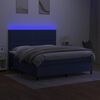 vidaXL Posteľ boxsping s matracom a LED modr&aacute; 180x200 cm l&aacute;tka