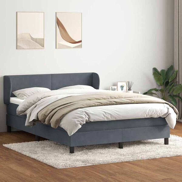vidaXL Box Spring Posteľ s matracom Tmavosiv&aacute; 160x220 cm Zamat