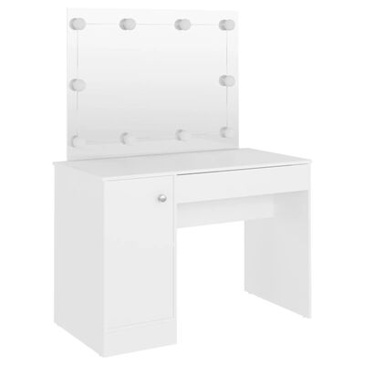 vidaXL Toaletný stolík s LED svetlami 110x55x145 cm MDF biely