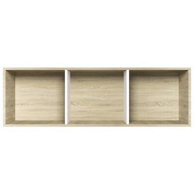 vidaXL Knižnica/TV skrinka, biela+sonoma 36x30x114cm, kompozitné drevo
