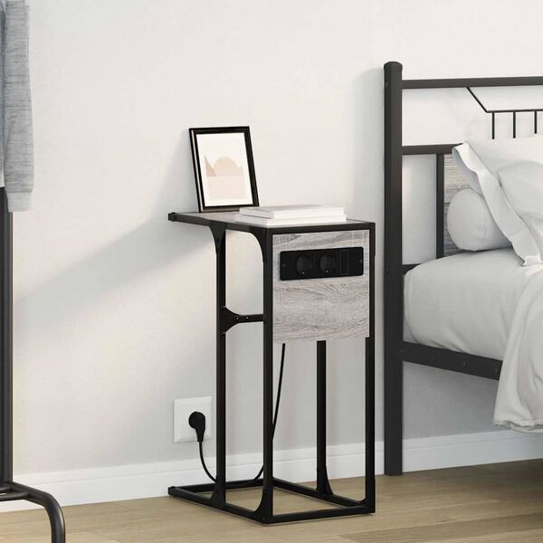 vidaXL Nočn&yacute; stol&iacute;k Siv&yacute; Sonoma 41,5 x 26 x 60,5 cm Kompozitn&eacute; drevo