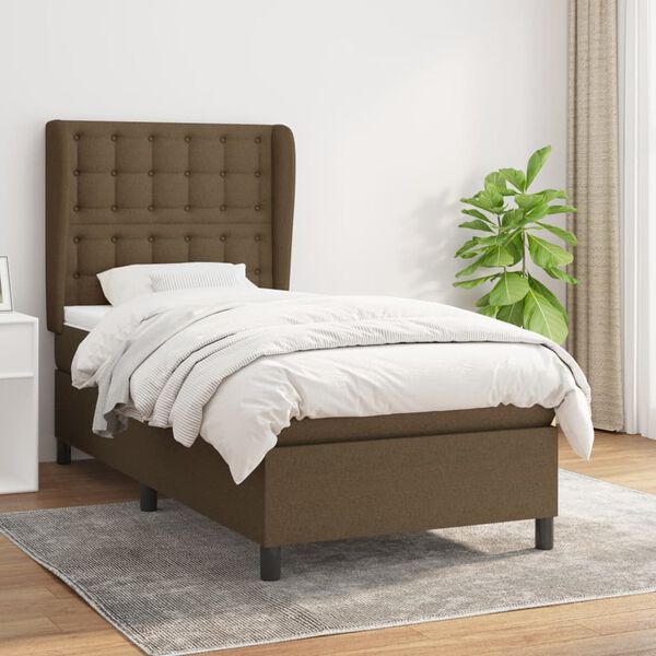 vidaXL Boxspring posteľ s matracom tmavohned&aacute; 90x190 cm l&aacute;tka