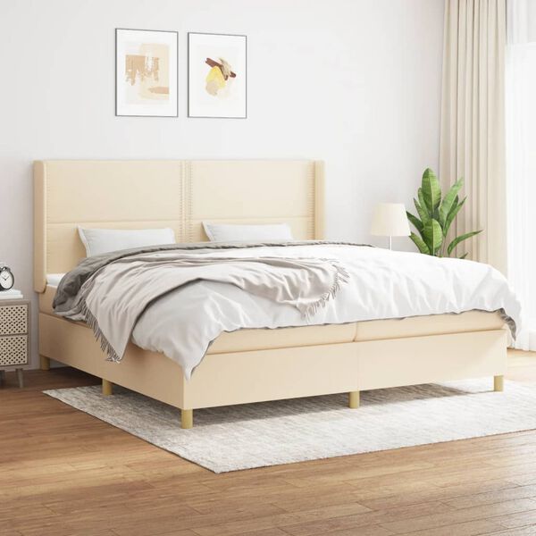vidaXL Boxspring posteľ s matracom kr&eacute;mov&aacute; 200x200 cm l&aacute;tka